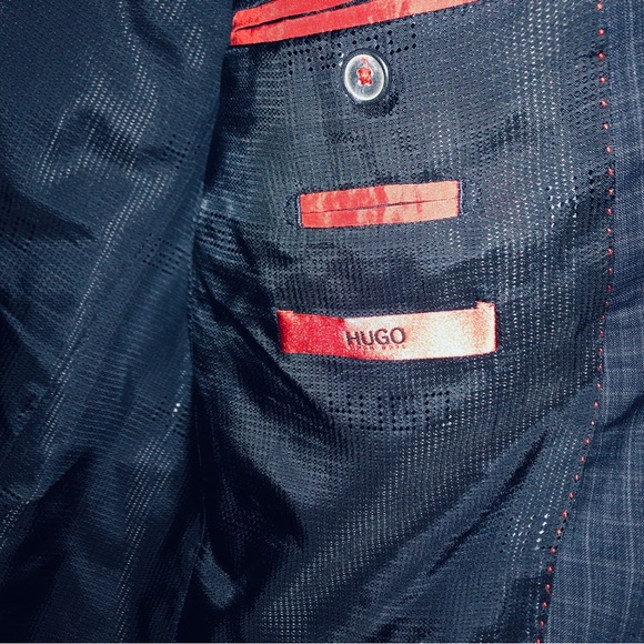 Hugo Boss Aeris $400 Trim Fit Check Sport Coat Black Blue Gray 100% Wool 40R - Picture 7 of 9